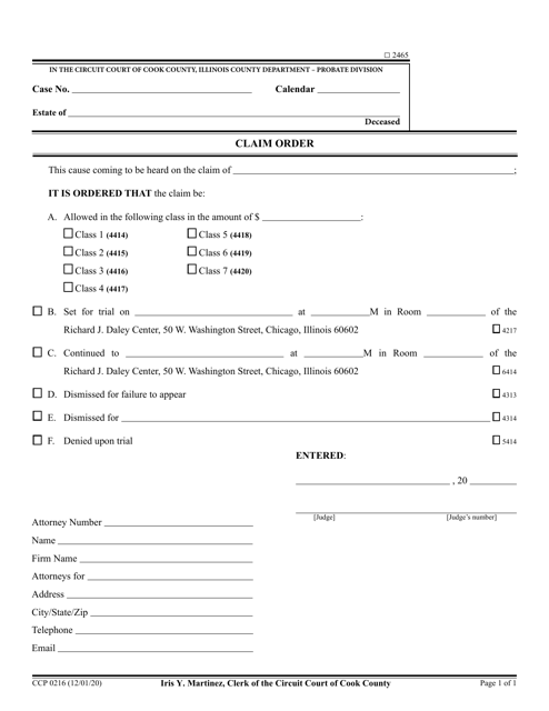 Form CCP0216  Printable Pdf