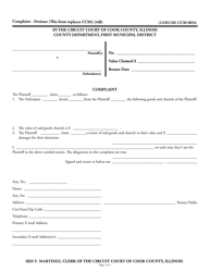 Document preview: Form CCM0034 Complaint - Cook County, Illinois