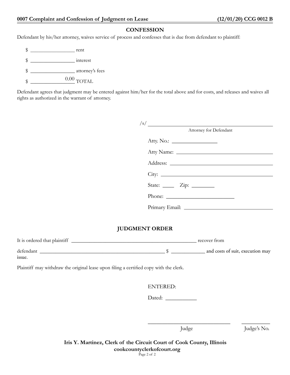 Form CCG0012 - Fill Out, Sign Online and Download Fillable PDF, Cook ...