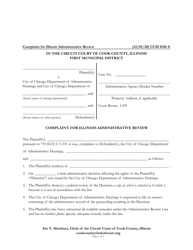 Document preview: Form CCM0140 Complaint for Illinois Administrative Review - Cook County, Illinois