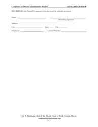 Form CCM0140 Complaint for Illinois Administrative Review - Cook County, Illinois, Page 2