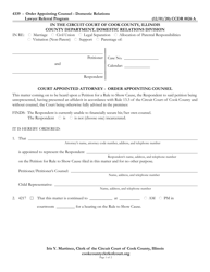 Document preview: Form CCDR0026 Court Appointed Attorney - Order Appointing Counsel - Cook County, Illinois