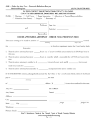 Document preview: Form CCDR0025 Court Appointed Attorney - Order for Attorney's Fees - Cook County, Illinois