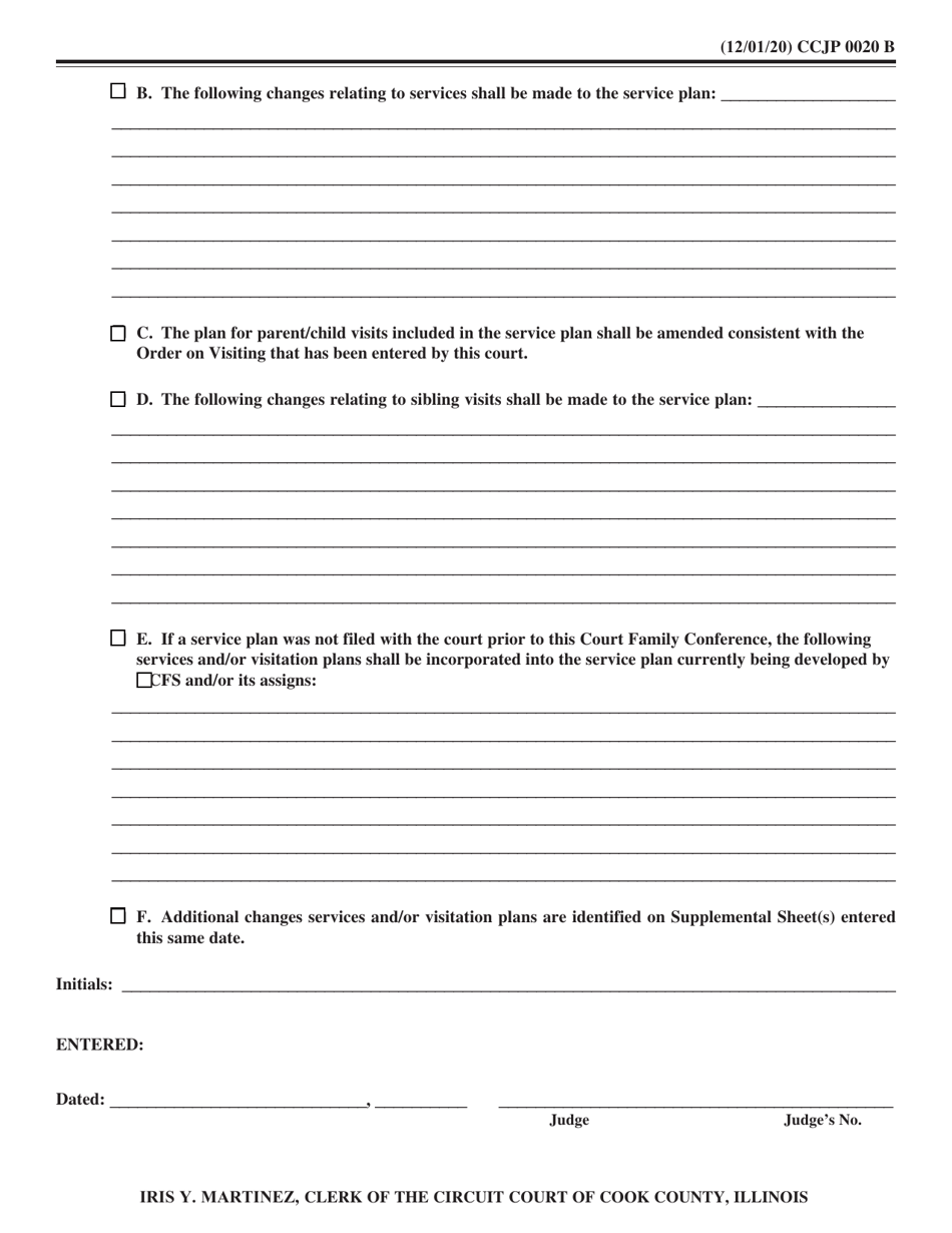 Form CCJP0020 Court Family Conference Order - Cook County, Illinois, Page 2