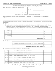 Form CCCR0118 Criminal and Traffic Assessment Order - Cook County, Illinois