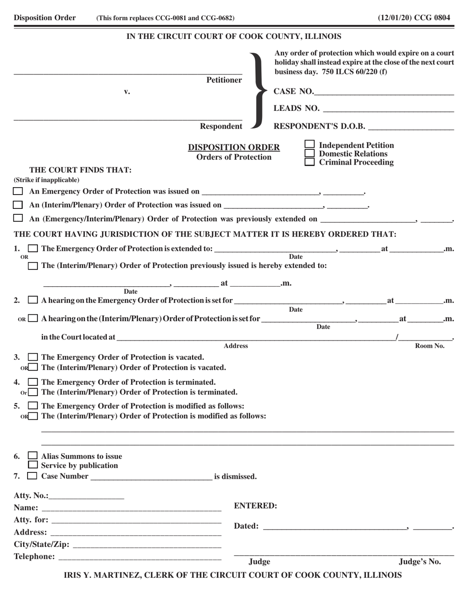 Form CCG0804 - Fill Out, Sign Online and Download Fillable PDF, Cook ...