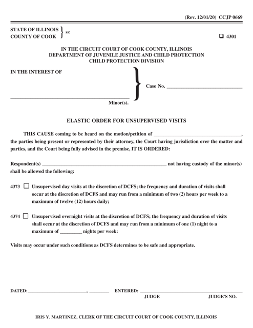 Form CCJP0669 Elastic Order for Unsupervised Visits - Cook County, Illinois