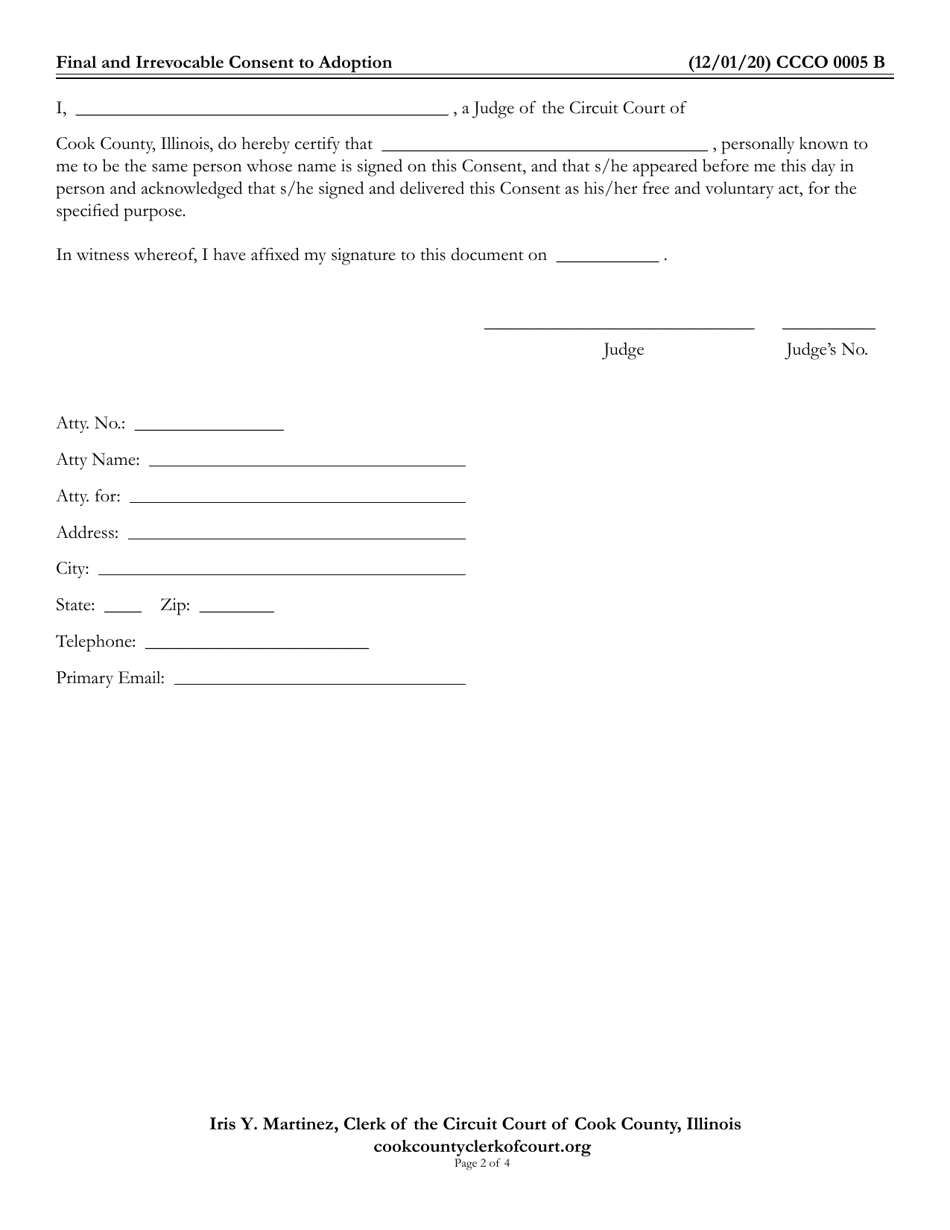 Form CCCO0005 - Fill Out, Sign Online and Download Fillable PDF, Cook ...