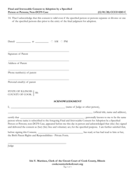Form CCCO0203 Final and Irrevocable Consent to Adoption by a Specified Person or Persons; Non-dcfs Case - Cook County, Illinois, Page 3