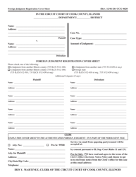 Document preview: Form CCG0620 Foreign Judgment Registration Cover Sheet - Cook County, Illinois