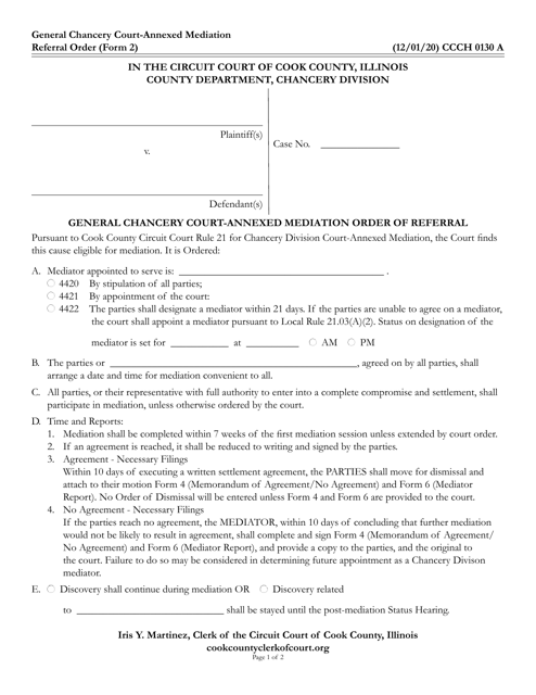 Form CCCH0130 (2)  Printable Pdf