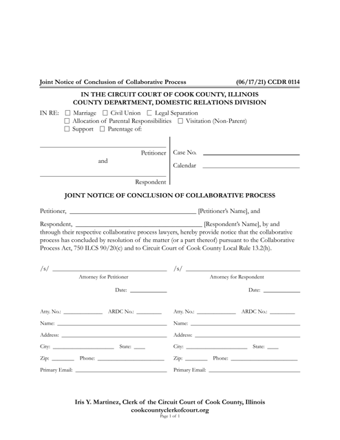 Form CCDR0114  Printable Pdf