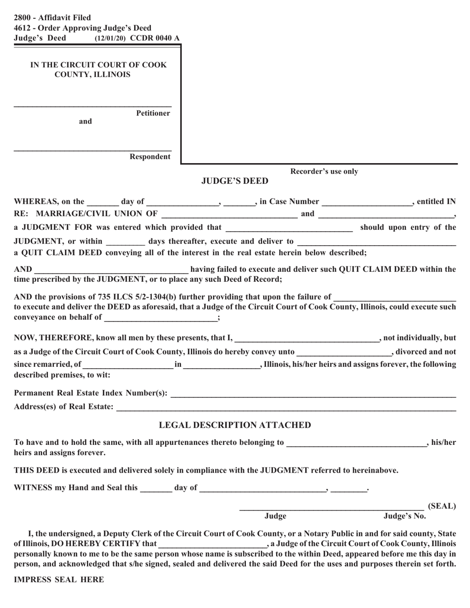 Form CCDR0040 - Fill Out, Sign Online and Download Fillable PDF, Cook ...