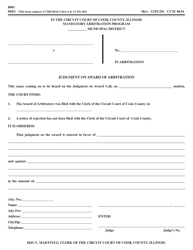 Document preview: Form CCM0634 Judgment on Award of Arbitration - Cook County, Illinois