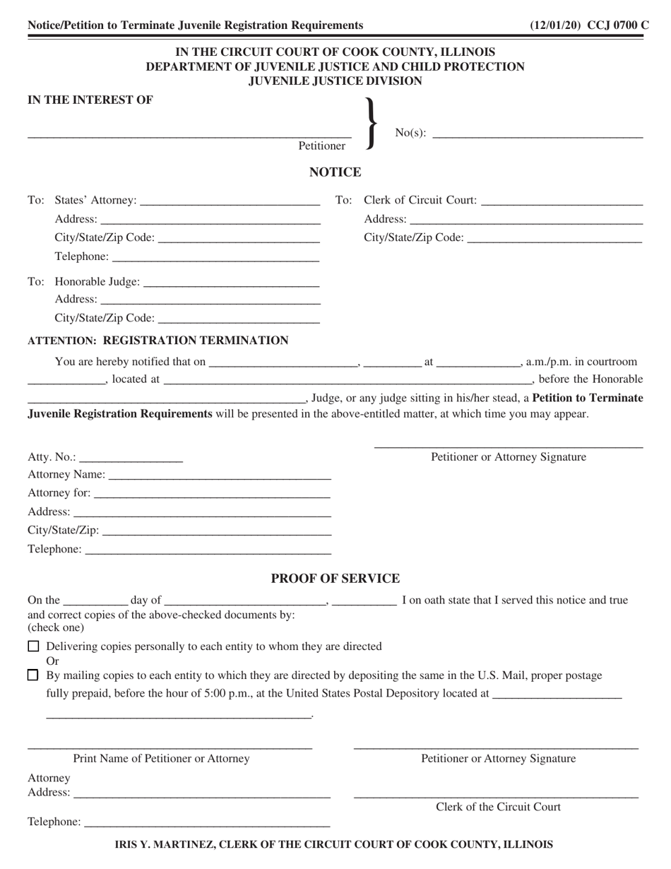 Form CCJ0700 Juvenile Sex Offender Registration Termination - Cook County, Illinois, Page 3