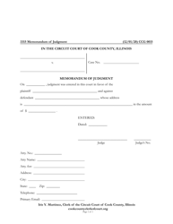 Document preview: Form CCG0015 Memorandum of Judgment - Cook County, Illinois
