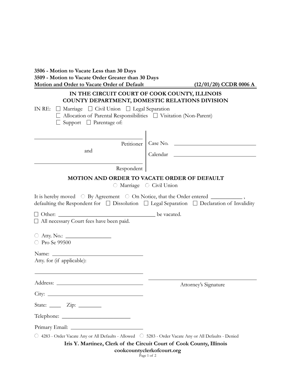 Form CCDR0006 Fill Out, Sign Online and Download Fillable PDF, Cook