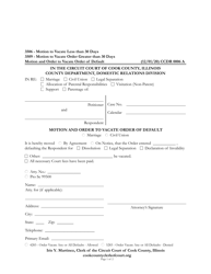 Form CCDR0006 Motion and Order to Vacate Order of Default - Cook County, Illinois