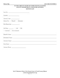 Document preview: Form CCCH0048 Motion Slip - Cook County, Illinois