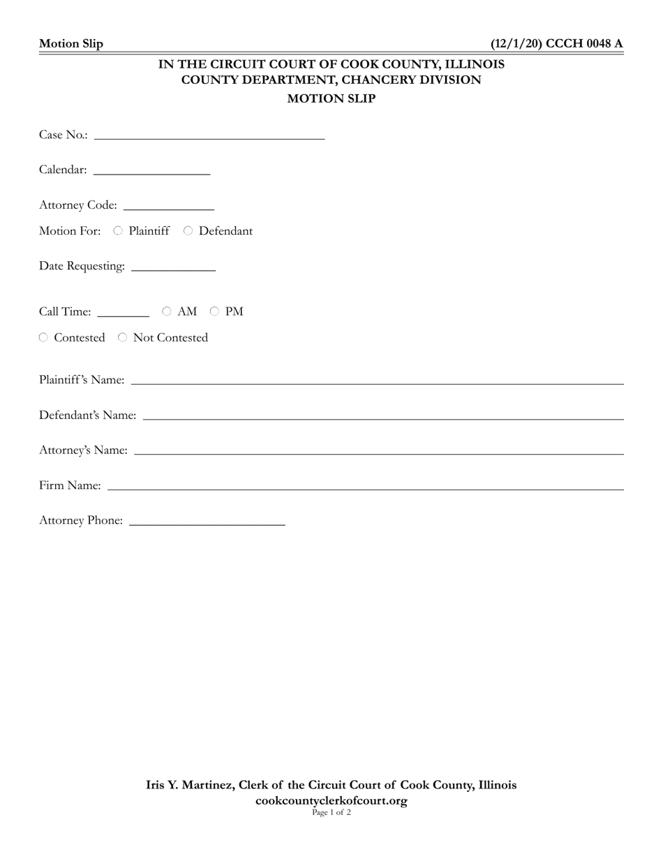 Form CCCH0048 - Fill Out, Sign Online and Download Fillable PDF, Cook ...