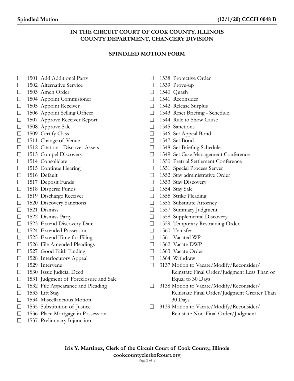 Form CCCH0048 Motion Slip - Cook County, Illinois, Page 2