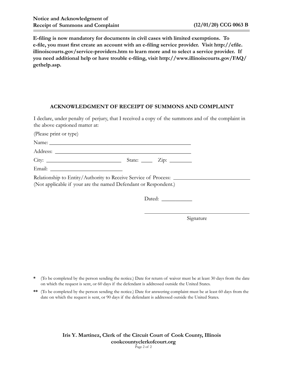 Form CCG0063 - Fill Out, Sign Online And Download Fillable PDF, Cook ...