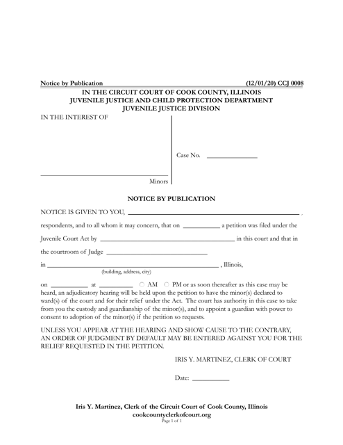 Form CCJ0008 Notice by Publication - Cook County, Illinois