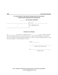 Document preview: Form CCM0632 Notice of Award (Arbitration) - Cook County, Illinois
