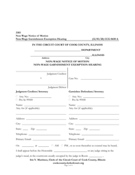 Form CCG0650 Non-wage Notice of Motion/Non-wage Garnishment Exemption Hearing - Cook County, Illinois