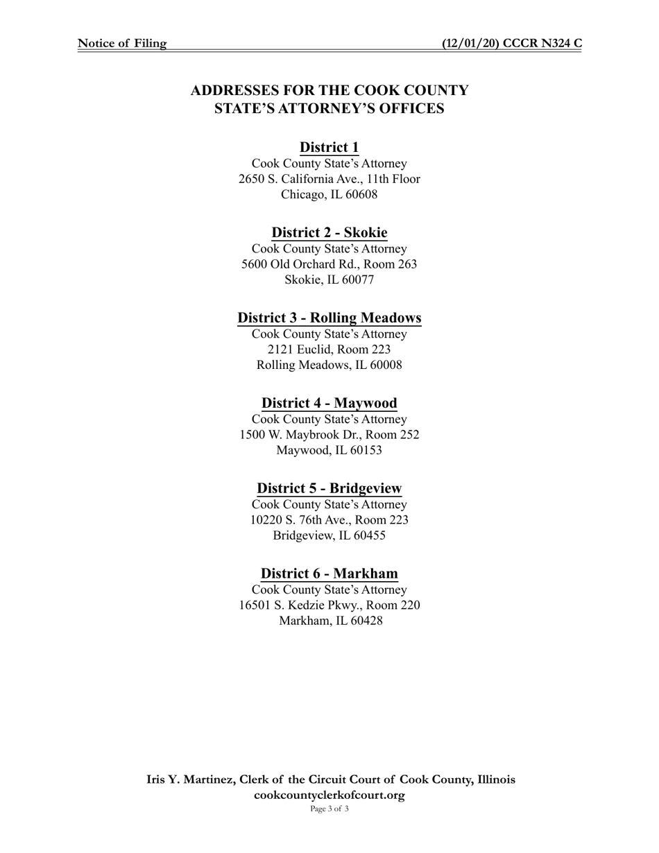 Form CCCR0324 Notice of Filing - Cook County, Illinois, Page 3