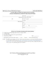 Document preview: Form CCDR0556 Notice of Income Withholding for Support - Cook County, Illinois