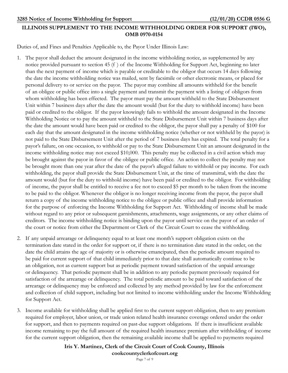 Form CCDR0556 Notice of Income Withholding for Support - Cook County, Illinois, Page 7