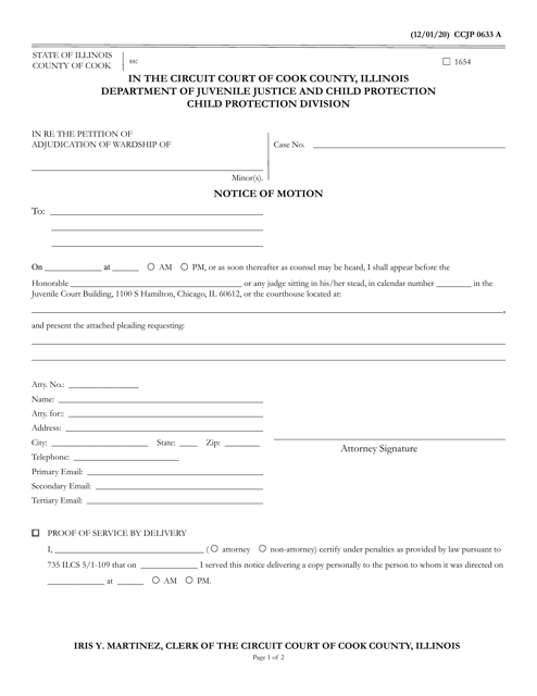Form CCJP0633 Notice of Motion - Child Protection - Cook County, Illinois