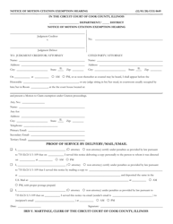 Document preview: Form CCG0649 Notice of Motion Citation Exemption Hearing - Cook County, Illinois
