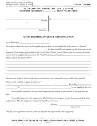 Document preview: Form CCM0086 Notice Requiring Appearance in Pending Action - Cook County, Illinois