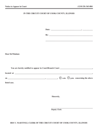 Document preview: Form 363-004 Notice to Appear in Court - Cook County, Illinois