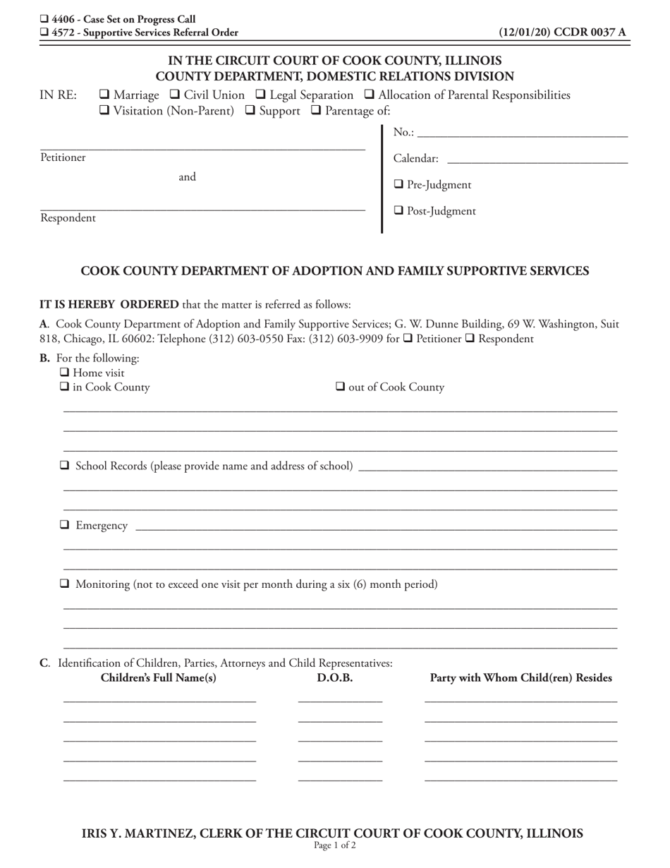 Form CCDR0037 Office of Adoption and Child Custody Referral Order - Cook County, Illinois, Page 1