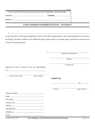 Document preview: Form CCP0313 Oath and Bond of Representative - No Surety - Cook County, Illinois