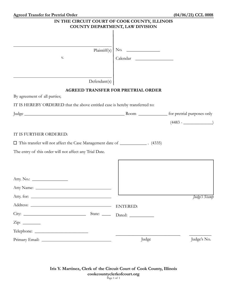 Form CCL0008 - Fill Out, Sign Online and Download Fillable PDF, Cook ...