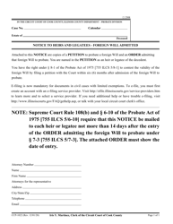 Document preview: Form CCP1022 Notice to Heirs and Legatees - Foreign Will Admitted - Cook County, Illinois