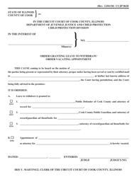 Document preview: Form CCJP0620 Order Granting Leave to Withdraw/Order Vacating Appointment - Cook County, Illinois