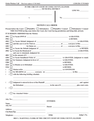 Document preview: Form CCM0624 Motion Call Order - Cook County, Illinois
