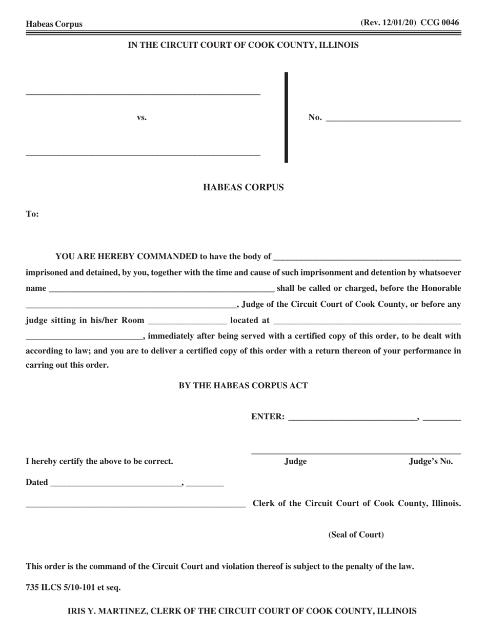 Form CCG0046 - Fill Out, Sign Online and Download Fillable PDF, Cook ...