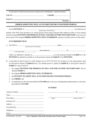 Document preview: Form CCP0328 Order Admitting Will as to Omitted or Unnotified Person - Cook County, Illinois