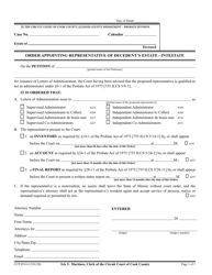 Document preview: Form CCP0314 Order Appointing Representative of Decedent's Estate - Intestate - Cook County, Illinois