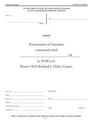 Document preview: Form CCP0230 Order Continuing - Cook County, Illinois