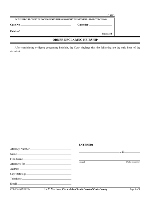 Form CCP0305  Printable Pdf