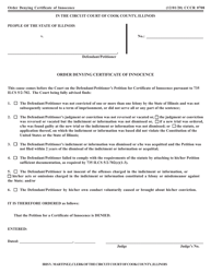 Document preview: Form CCCR0708 Order Denying Certificate of Innocence - Cook County, Illinois