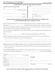 Document preview: Form CCCR0024 Order Denying Petition for Correction and Sealing of an Arrest and Conviction Record Due to Identity Theft - Cook County, Illinois
