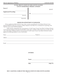 Document preview: Form CCP0703 Order for Appointment of Mediator - Cook County, Illinois